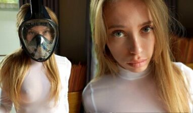 Russian blonde gave a great blowjob to her boyfriend’s shaft