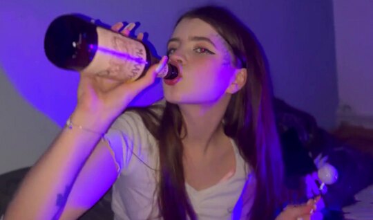 A Drunk Russian Chick Lost Her Cap At Cards.